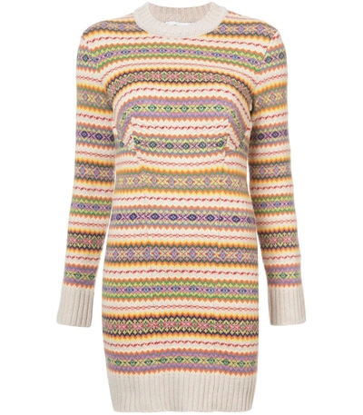 Shop Stella Mccartney Multicolor Fairisle Patterned Knit Dress