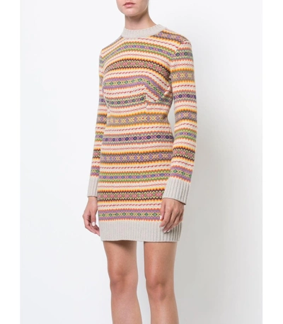 Shop Stella Mccartney Multicolor Fairisle Patterned Knit Dress