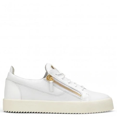 Shop Giuseppe Zanotti Leather Low Top Sneaker Nicki In White