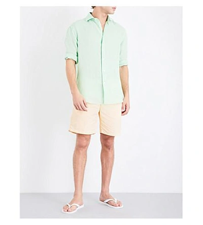 Shop Frescobol Carioca Regular-fit Linen Shirt In Lt Green