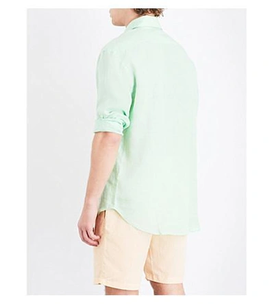 Shop Frescobol Carioca Regular-fit Linen Shirt In Lt Green
