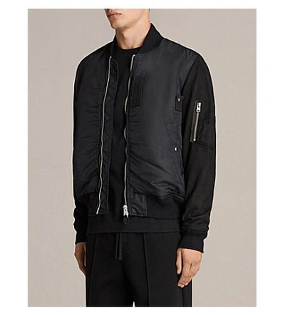 Shop Allsaints Bate Shell And Leather Jacket In Black