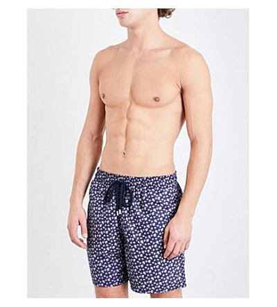 Shop Vilebrequin Micro Turtle-print Swim Shorts In Navy