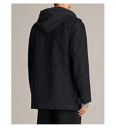 Shop Allsaints Corp Detachable-hood Cotton Jacket In Black