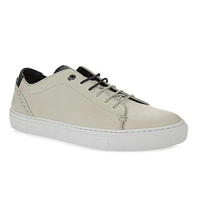 Shop Ted Baker Duuke Brogue Detail Leather Trainers In White