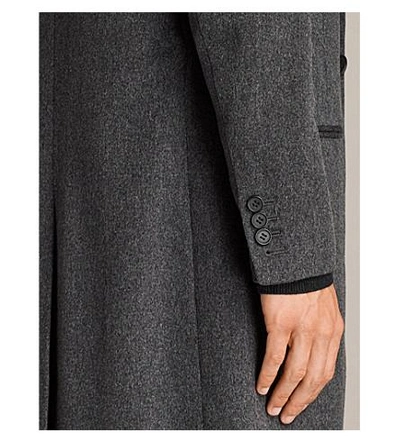 Shop Allsaints Bradford Marl-pattern Wool And Silk-blend Coat In Black