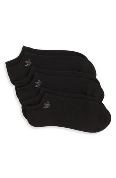 Shop Adidas Originals 3-pack No-show Socks In Black/ Night Grey