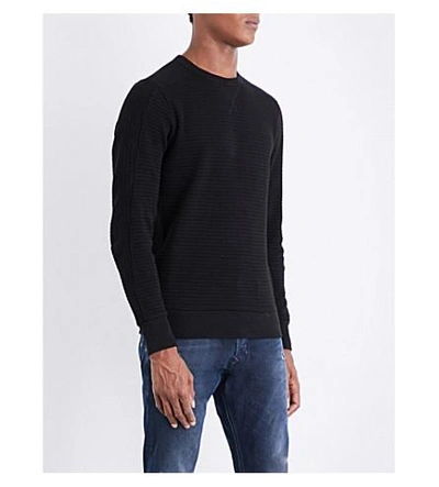 Shop Diesel S-jerry Waffle-knit Cotton Sweatshirt In Black