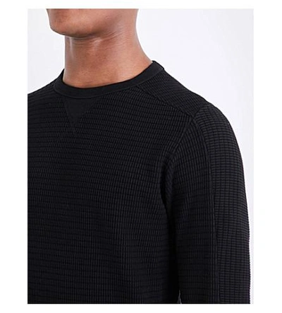 Shop Diesel S-jerry Waffle-knit Cotton Sweatshirt In Black