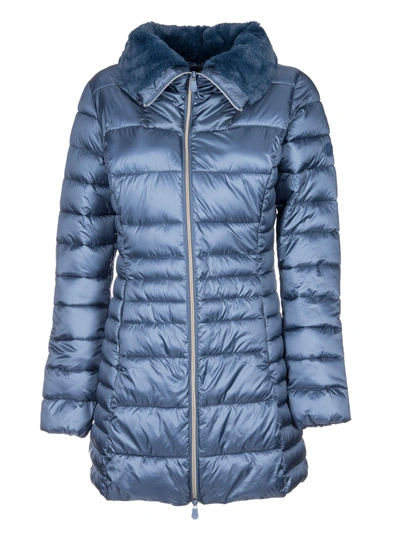 Shop Save The Duck Fur Down Jacket In Blue