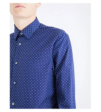 Shop Paul Smith Polka-dot Soho-fit Cotton Shirt In Navy