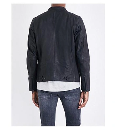 Shop Diesel L-krak-a Leather Jacket In Black