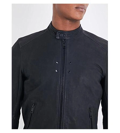 Shop Diesel L-krak-a Leather Jacket In Black