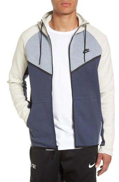 Shop Nike Tech Fleece Hooded Jacket In Glacier Grey/ Heather/ Bone