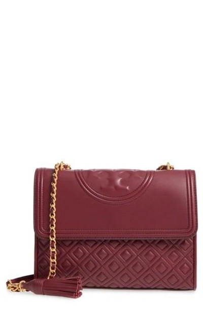 Shop Tory Burch Fleming Quilted Lambskin Leather Convertible Shoulder Bag - Pink In Pink Magnolia