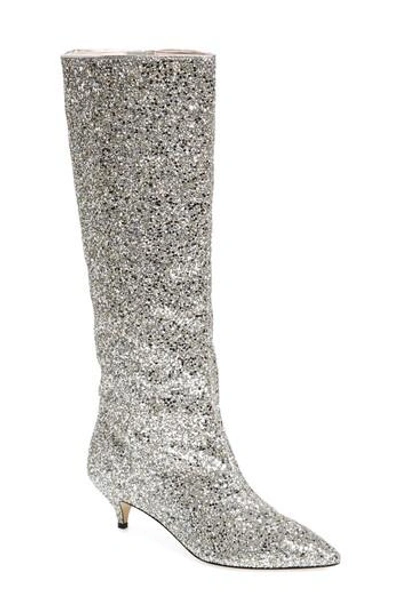 Shop Kate Spade Olina Glitter Knee High Boot In Silver/ Gold Glitter