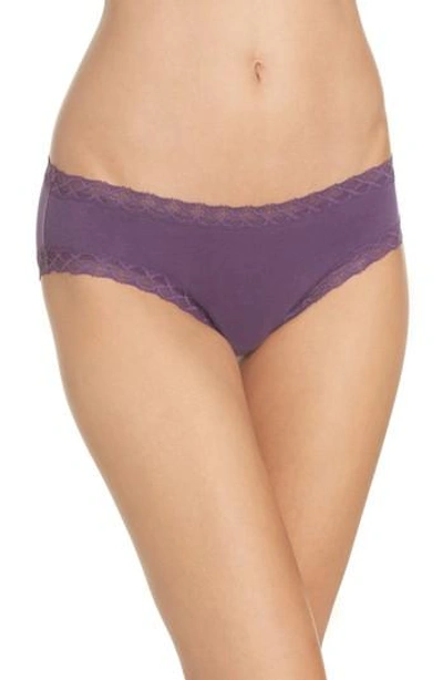 Shop Natori Bliss Cotton Girl Briefs In Aubergine