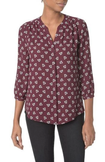 Shop Nydj Pleat Back Blouse In Deco Triangle Deep Currant