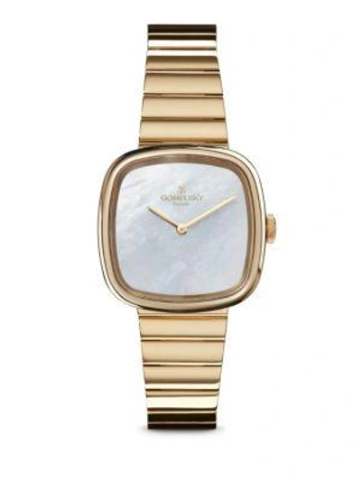 Shop Shinola Eppie Sneed Mother-of-pearl & Pvd Gold Bracelet Watch In Yellow Gold