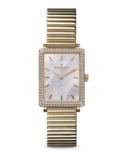 Shop Shinola Shirley Fromer Diamond, Mother-of-pearl & Stainless Steel Bracelet Watch In Yellow Gold