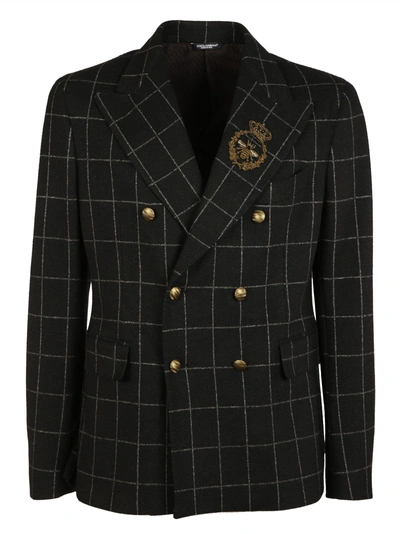 Shop Dolce & Gabbana Appliqu? Detail Double Breasted Blazer In Gray