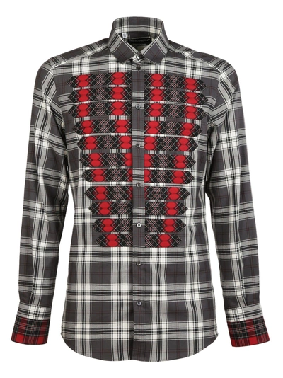 Shop Dolce & Gabbana Tartan Detail Checked Shirt In Grey