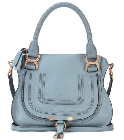 Shop Chloé Marcie Small Leather Shoulder Bag In Blue