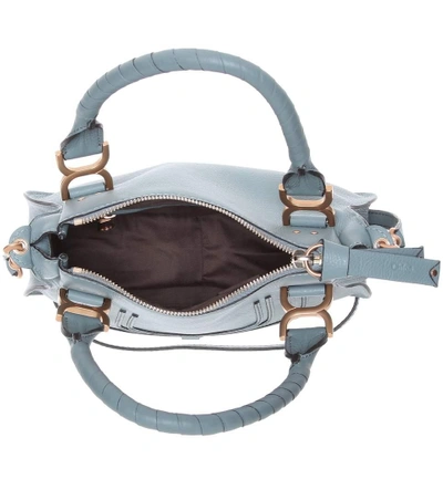 Shop Chloé Marcie Small Leather Shoulder Bag In Blue