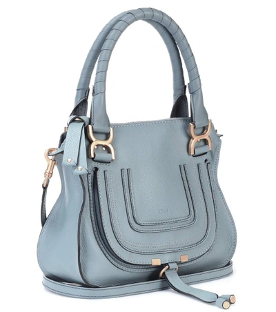 Shop Chloé Marcie Small Leather Shoulder Bag In Blue