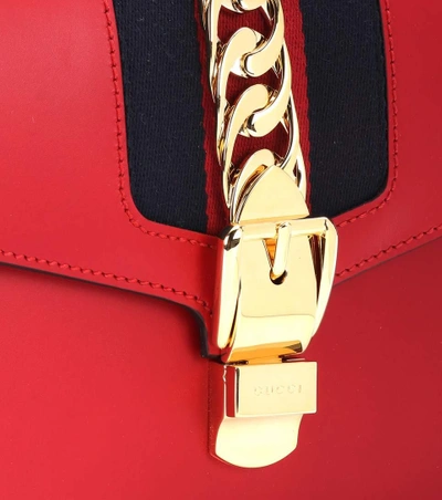 Shop Gucci Sylvie Leather Shoulder Bag In Red