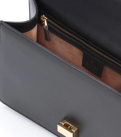 Shop Gucci Sylvie Leather Shoulder Bag In Black