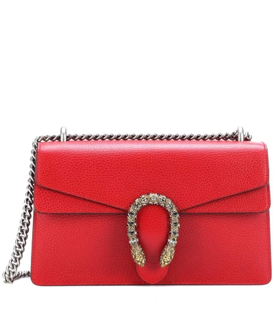 Shop Gucci Dionysus Small Leather Shoulder Bag In Red