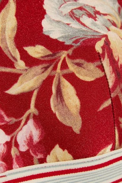 Shop Zimmermann Corsair Floral-print Triangle Bikini Top In Red