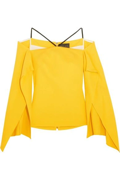 Shop Roland Mouret Frickley Off-the-shoulder Stretch-crepe Blouse In Yellow
