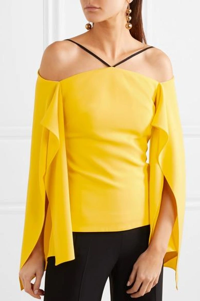 Shop Roland Mouret Frickley Off-the-shoulder Stretch-crepe Blouse In Yellow