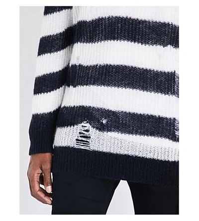 Shop Diesel K-dock Distressed Striped Sweater In Black