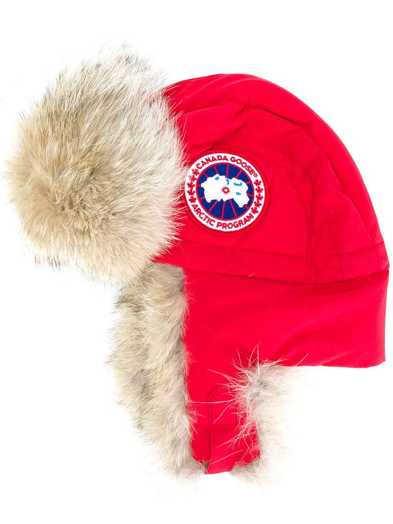 canada goose aviator hat red