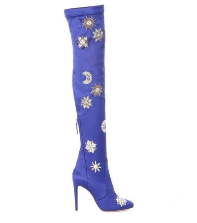 Shop Aquazzura Dorado 105 Over-the-knee Boots In Blue