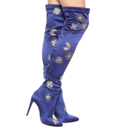 Shop Aquazzura Dorado 105 Over-the-knee Boots In Blue
