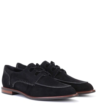 Shop Tod's Suede Derby Shoes In Black