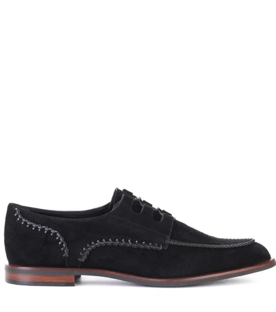 Shop Tod's Suede Derby Shoes In Black