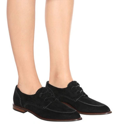 Shop Tod's Suede Derby Shoes In Black
