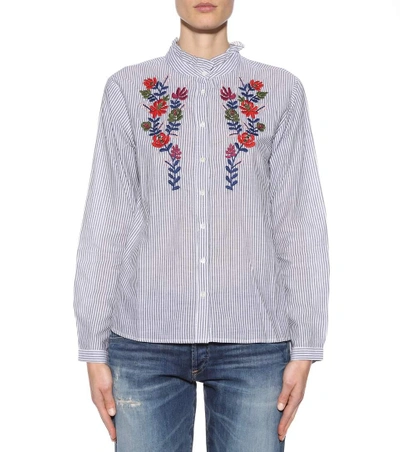 Shop Velvet Kaidy Embroidered Cotton Shirt In Multicoloured
