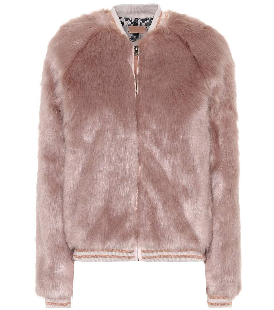 Mother The Letterman Faux Fur Jacket In Pink ModeSens