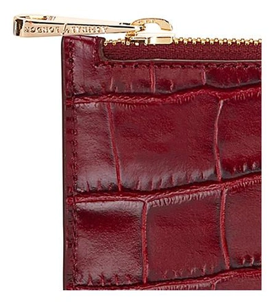 Shop Aspinal Of London Essential Mock-croc Leather Pouch In Bordeaux