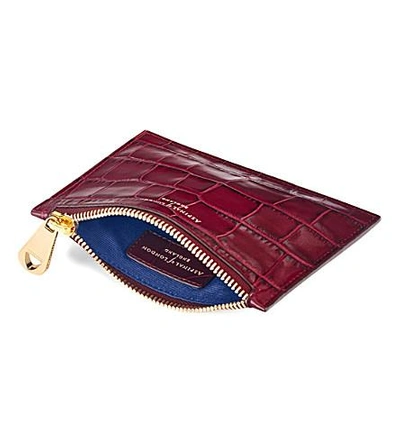 Shop Aspinal Of London Essential Mock-croc Leather Pouch In Bordeaux