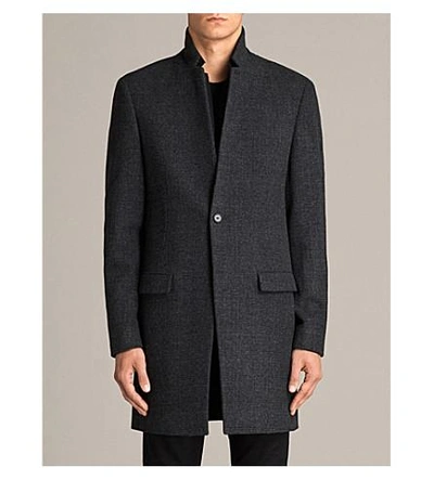 Shop Allsaints Reed Wool-blend Coat In Charcoal Grey