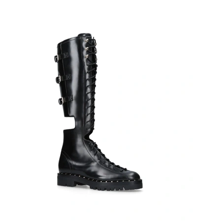 Shop Valentino Soul Rockstud Cut Combat Boots In Black
