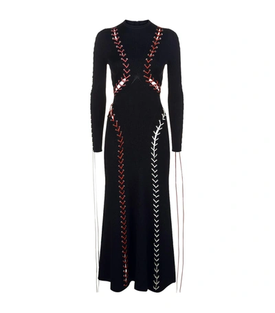 Shop Alexander Mcqueen Lace-up Knit Dress In Black