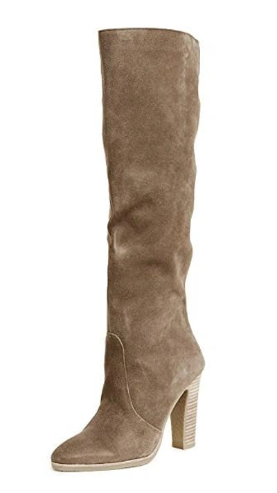 Dolce Vita Celine Knee High Stacked Heel Boots In Khaki | ModeSens